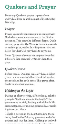 Newcomer Card: Quakers and Prayer - bundle of 25