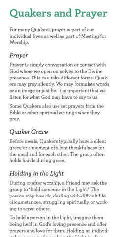 Newcomer Card: Quakers and Prayer - bundle of 25