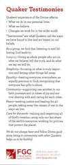 Newcomer Card: Quaker Testimonies - bundle of 25