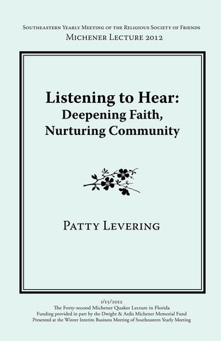Listening To Hear: Deepening Faith, Nurturing Community (booklet)