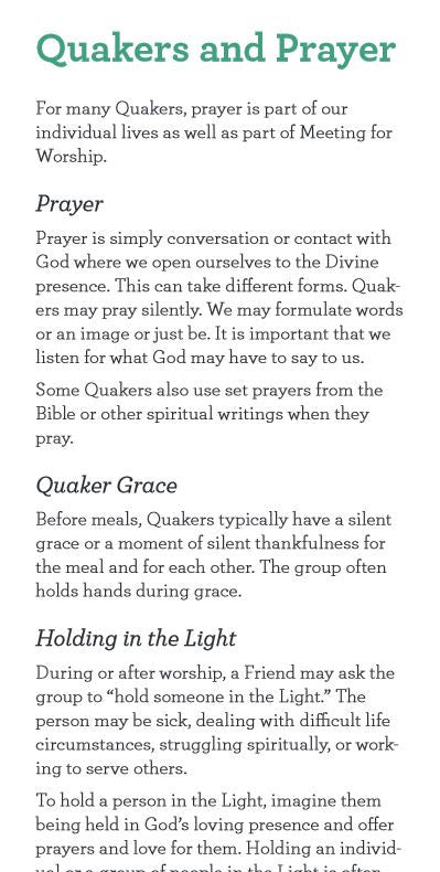 Newcomer Card: Quakers and Prayer - bundle of 25